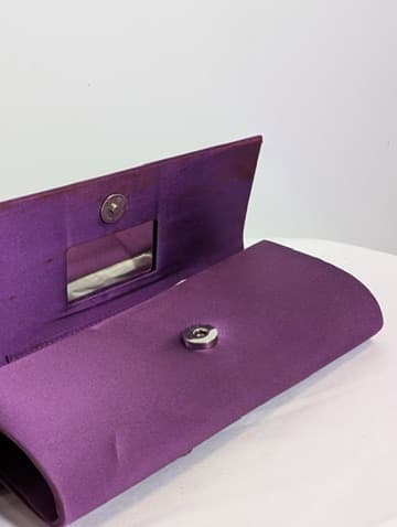 Alan Pinkus Vintage Satin Evening Clutch Purple Woven Detail — photo 3 of 4