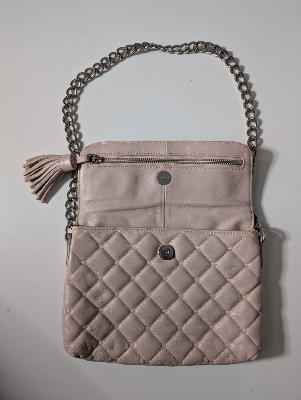 Alannah Hill Quilted Crossbody Bag - Blush Pink with Chain Strap — photo 4 of 5