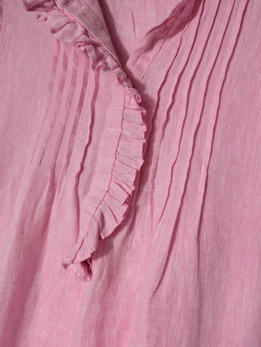 Alessandra Linen Ruffle Detail Blouse Pink Size S — photo 2 of 8