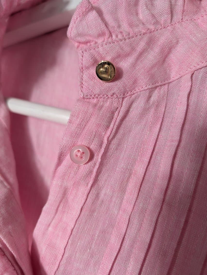Alessandra Linen Ruffle Detail Blouse Pink Size S — photo 3 of 8