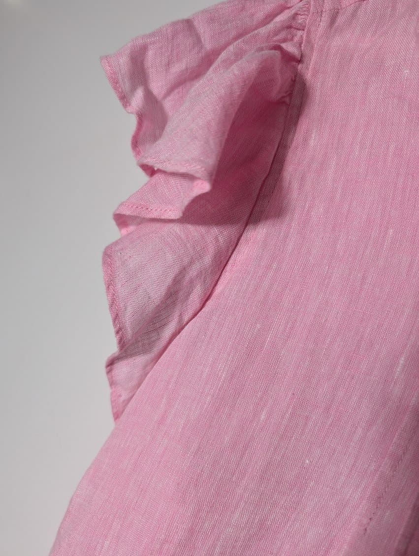 Alessandra Linen Ruffle Detail Blouse Pink Size S — photo 4 of 8