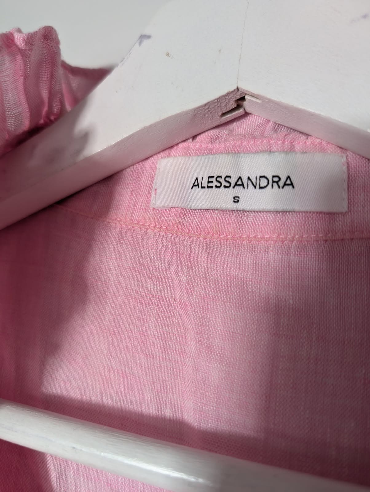 Alessandra Linen Ruffle Detail Blouse Pink Size S — photo 5 of 8