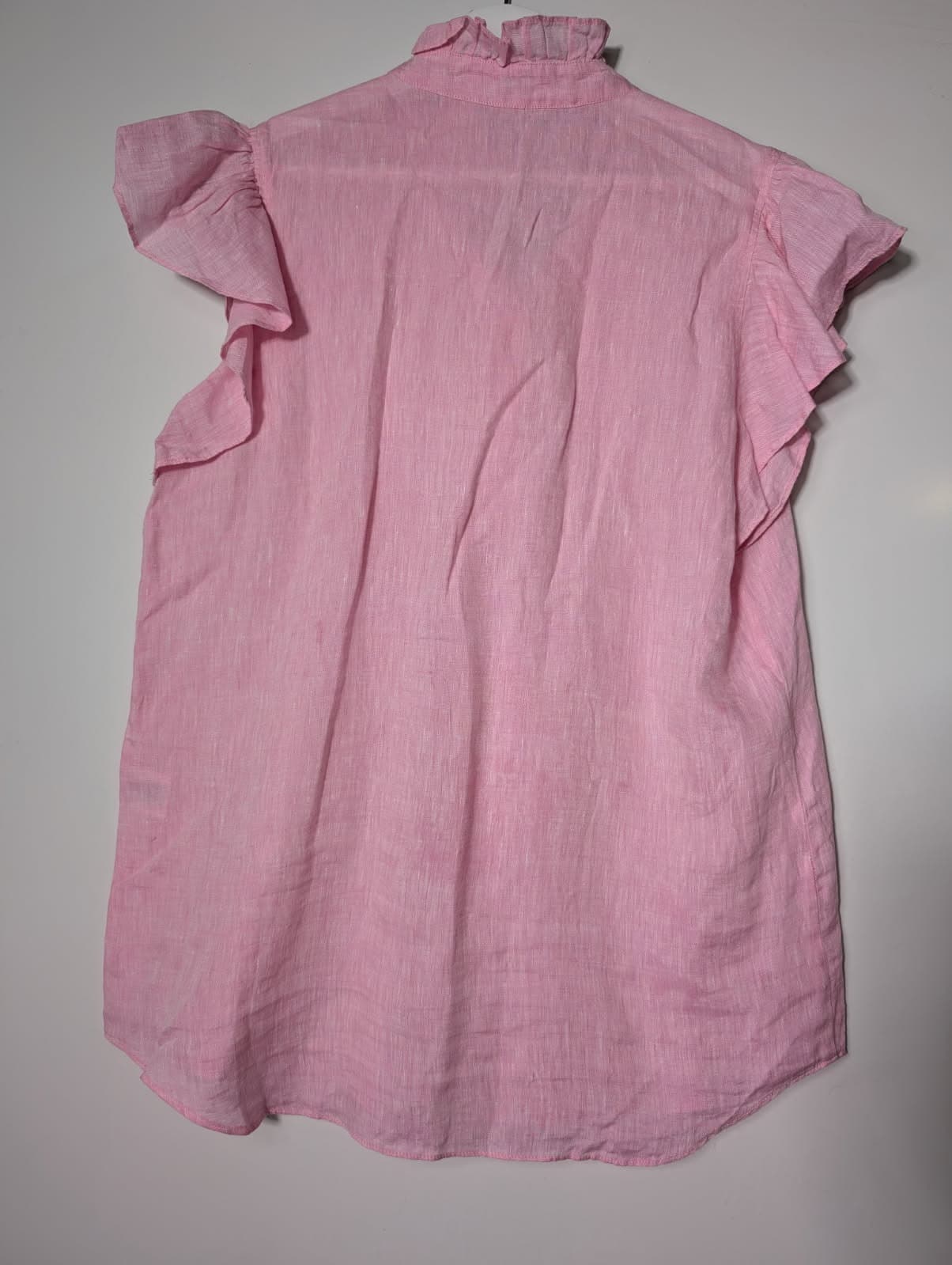 Alessandra Linen Ruffle Detail Blouse Pink Size S — photo 6 of 8