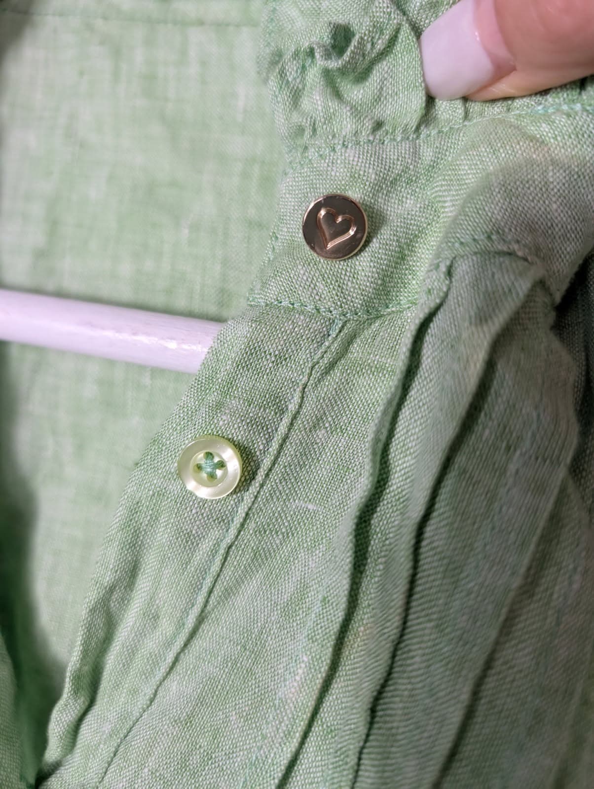 Alessandra Linen Ruffle-Front Cap-Sleeve Blouse Sage Green Size S — photo 2 of 7