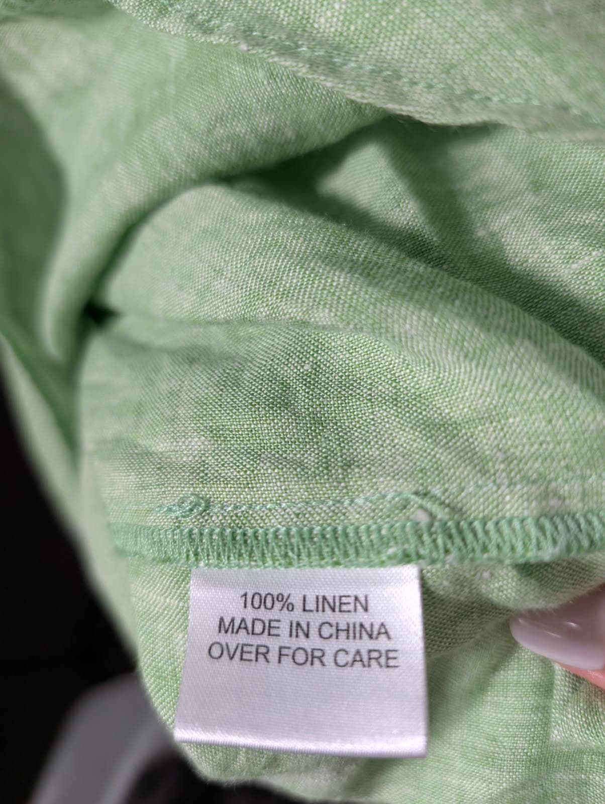 Alessandra Linen Ruffle-Front Cap-Sleeve Blouse Sage Green Size S — photo 6 of 7