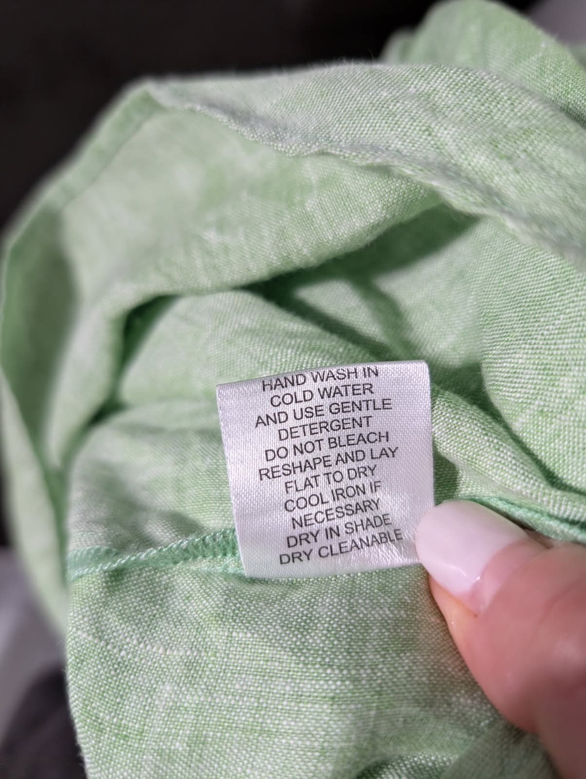 Alessandra Linen Ruffle-Front Cap-Sleeve Blouse Sage Green Size S — photo 7 of 7