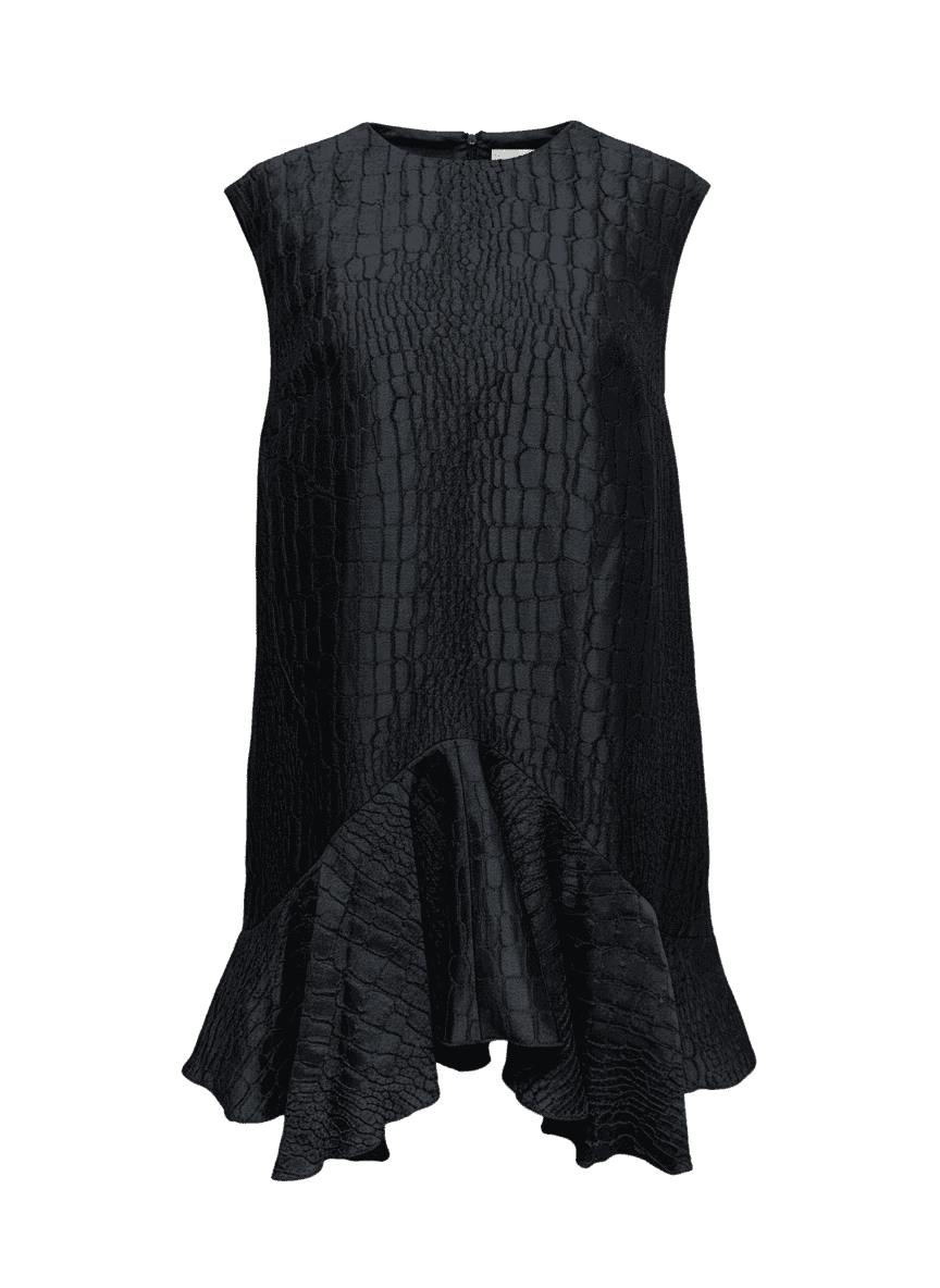 Alex Perry Black Textured Ruffle Hem Mini Dress — photo 1 of 11