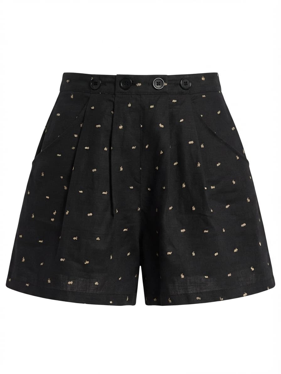 alice McCALL High-Waisted Pleated Shorts Black Rabbit Print AU 8 — photo 1 of 6