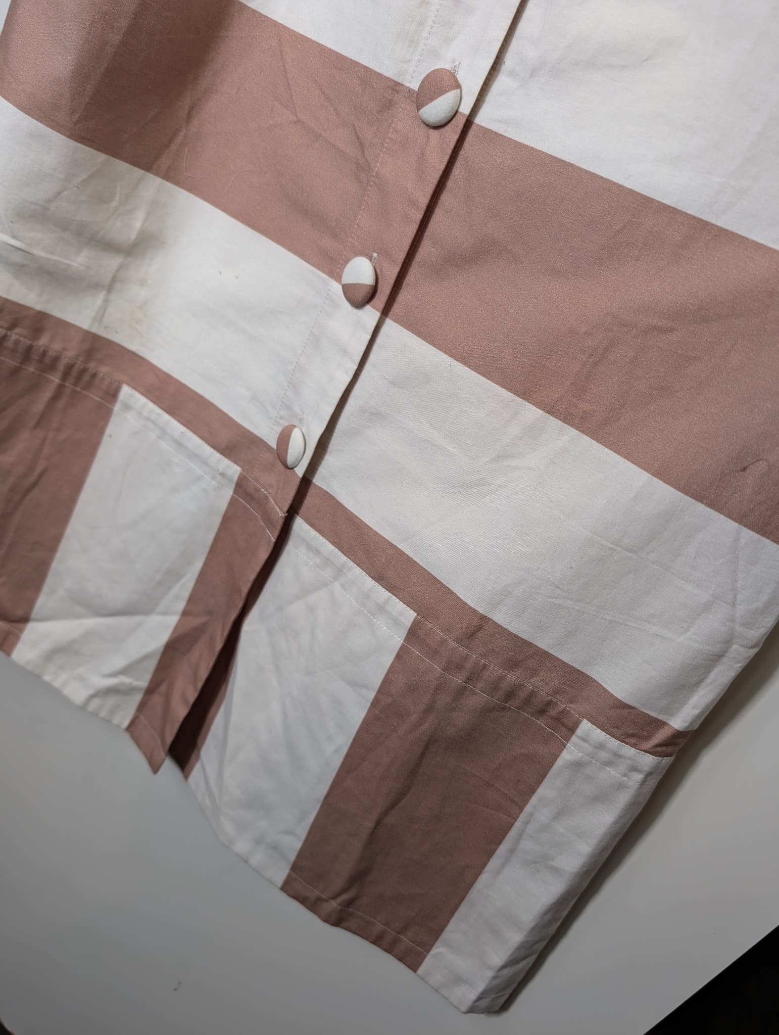 alice McCALL Striped Puff Sleeve Midi Dress White and Tan — photo 4 of 6