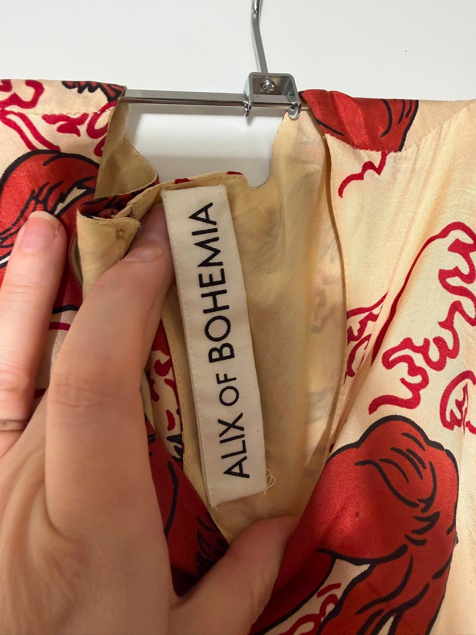 Alix of Bohemia Silk Horse Print Maxi Dress Cream Red Size S — photo 2 of 4