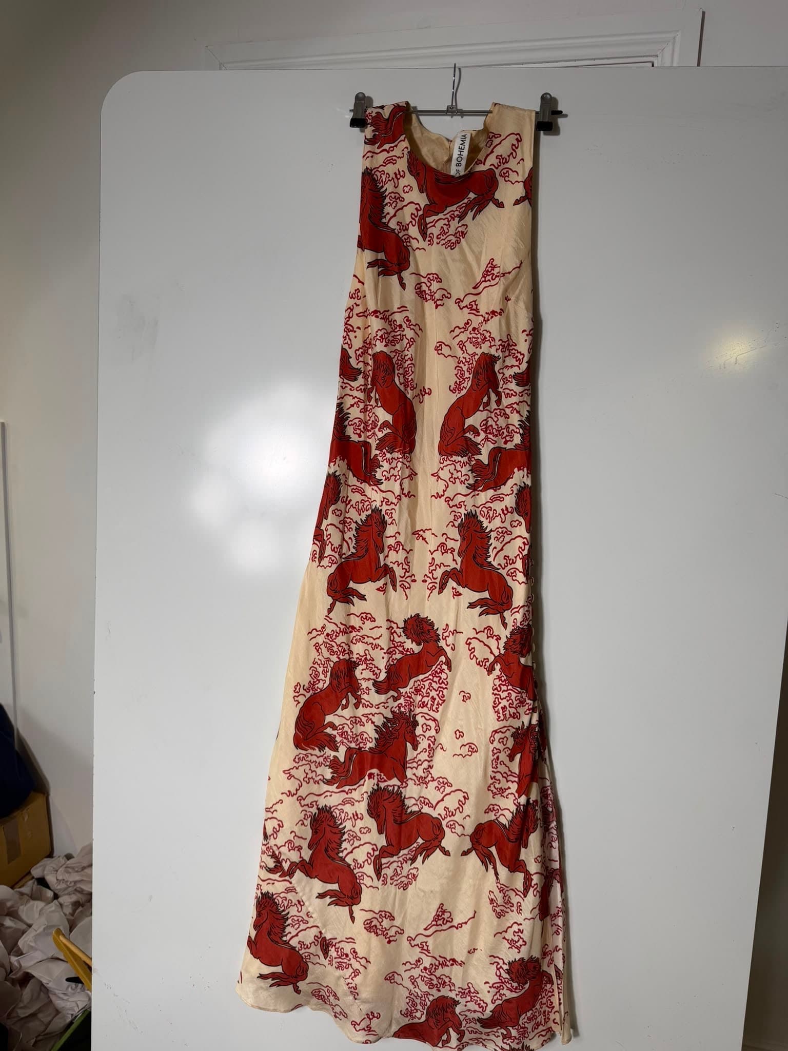 Alix of Bohemia Silk Horse Print Maxi Dress Cream Red Size S — photo 4 of 4