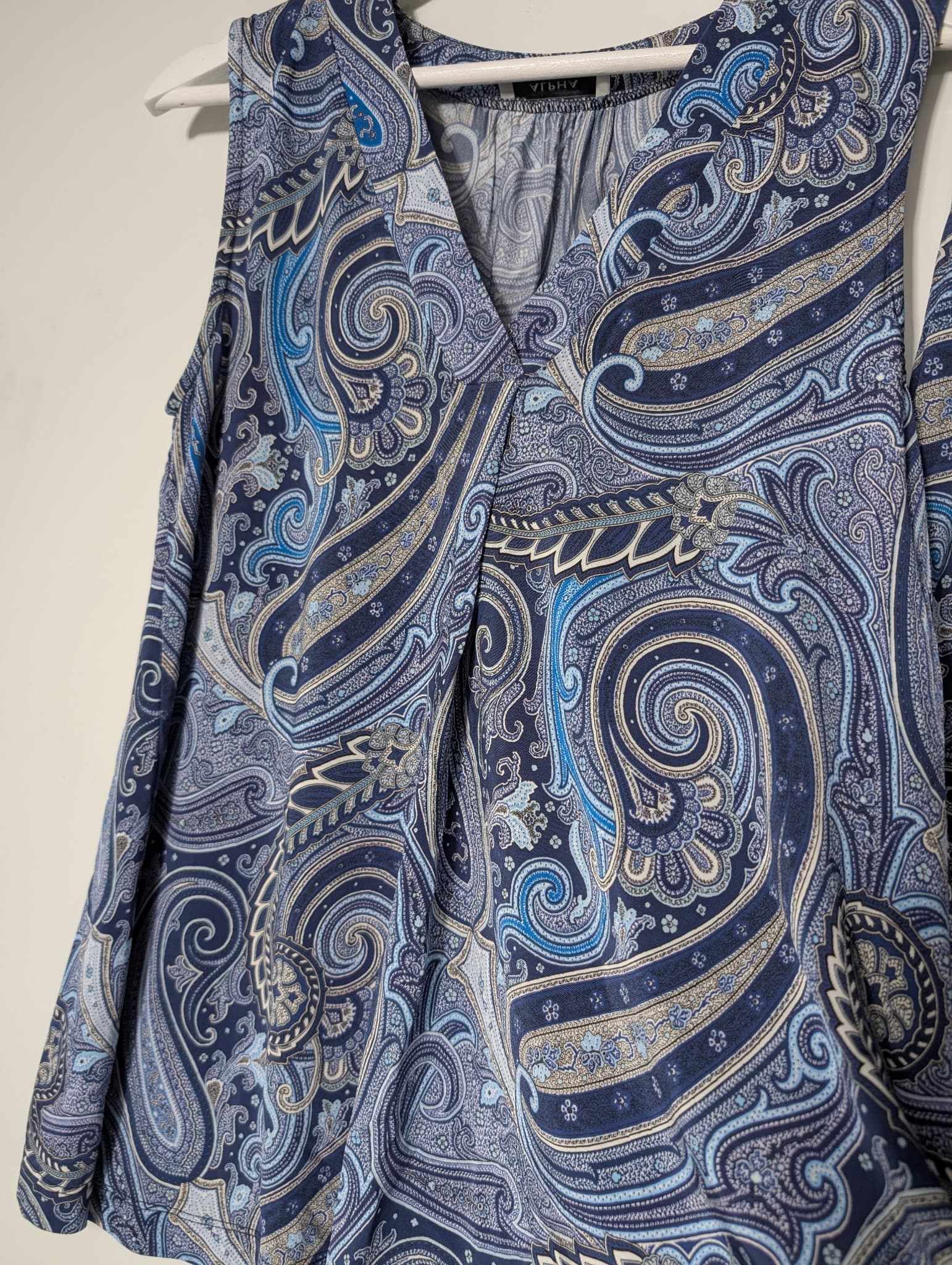 Alpha Studio Paisley Sleeveless Top and Wide Leg Pants Set Blue IT 44 — photo 3 of 9