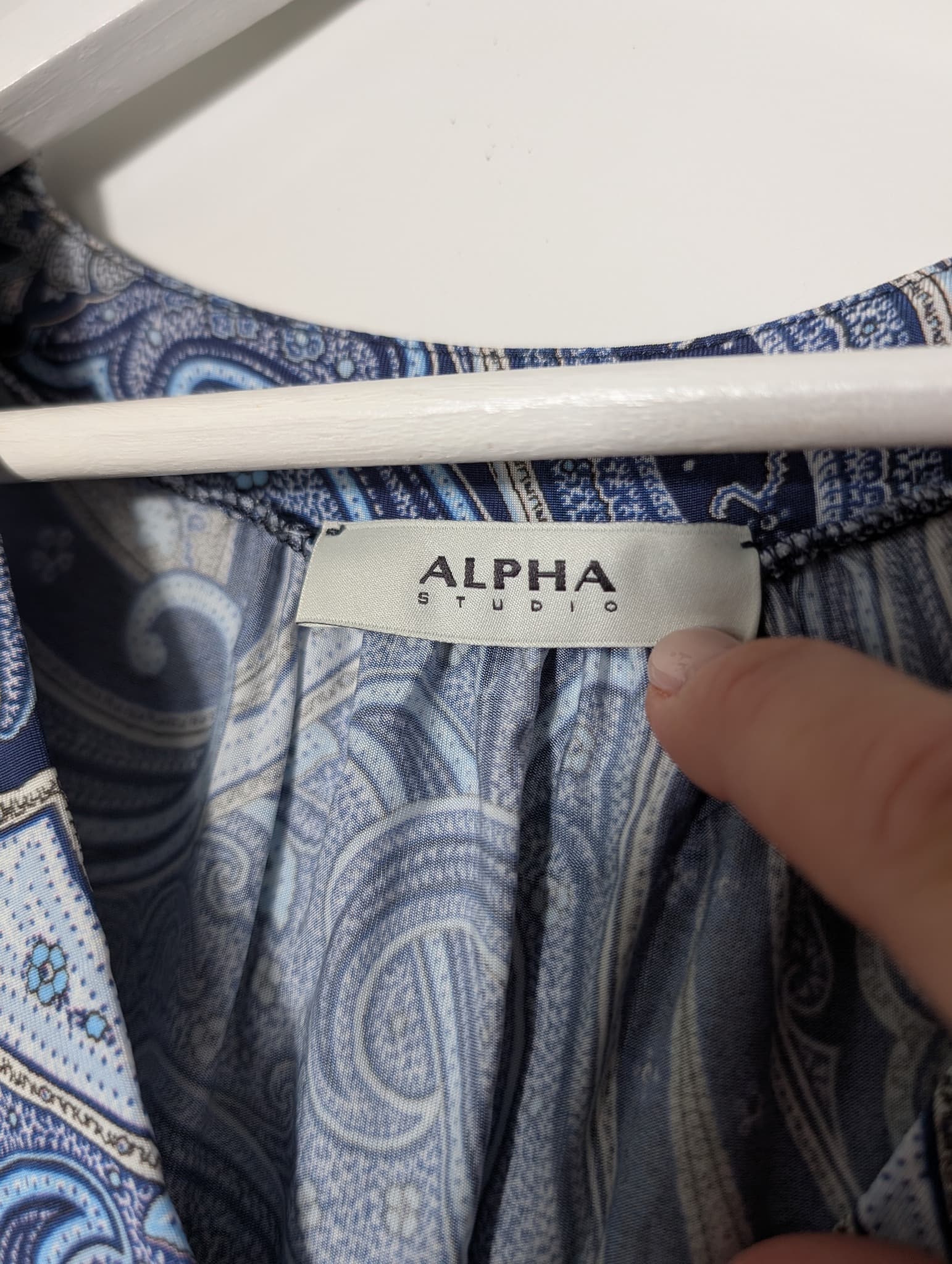 Alpha Studio Paisley Sleeveless Top and Wide Leg Pants Set Blue IT 44 — photo 4 of 9