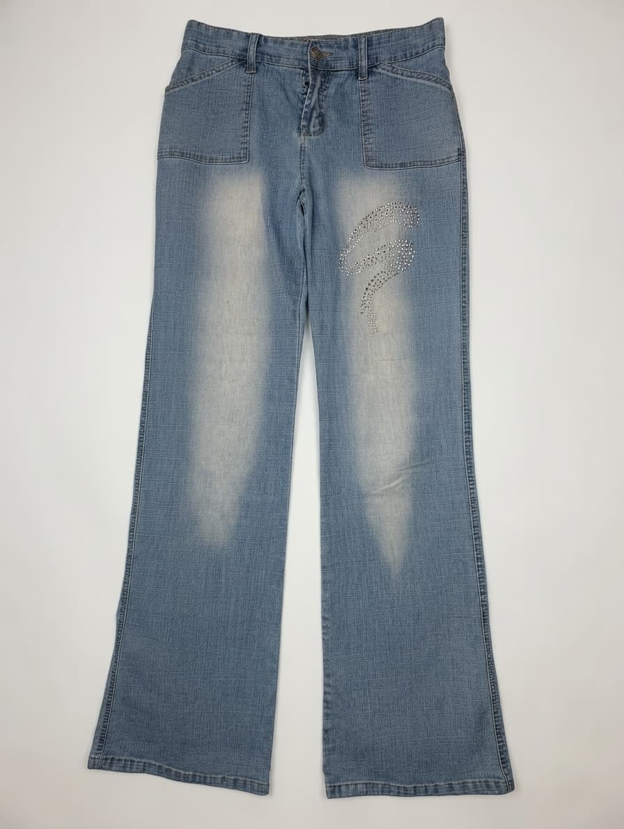 Amber Glow Rhinestone Embellished Light Wash Jeans Women's Size 8 — photo 1 of 9