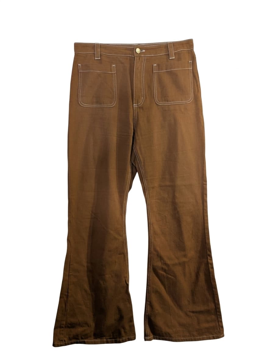 Amelius Brown Canvas Flare Pants - Contrast Stitching Women's Size 10 — photo 1 of 7