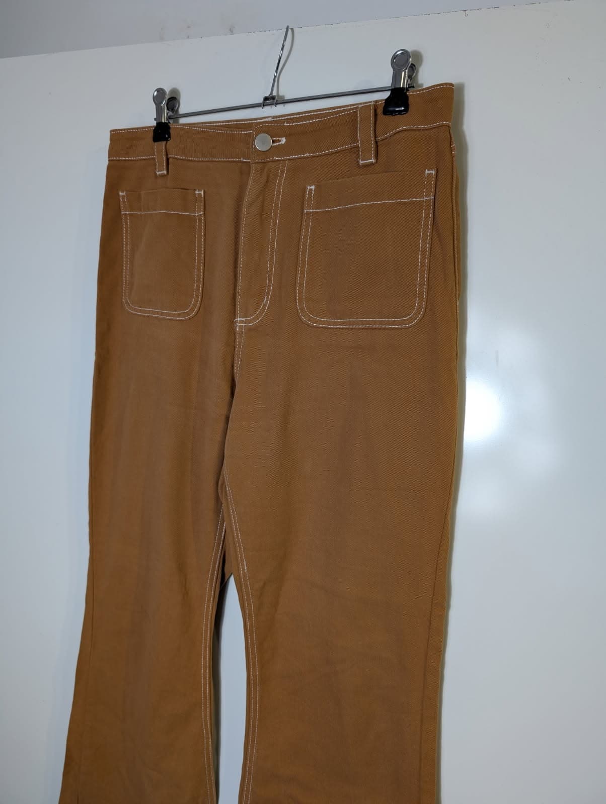 Amelius Brown Canvas Flare Pants - Contrast Stitching Women's Size 10 — photo 4 of 7