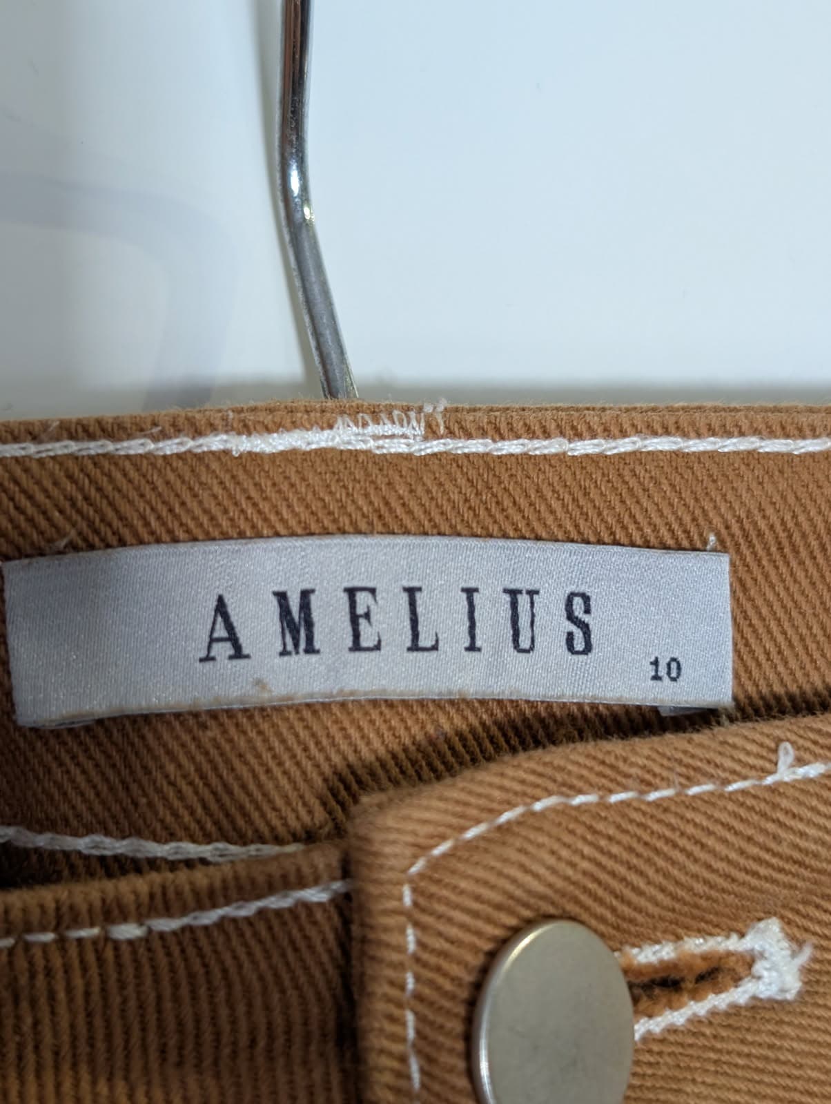 Amelius Brown Canvas Flare Pants - Contrast Stitching Women's Size 10 — photo 6 of 7