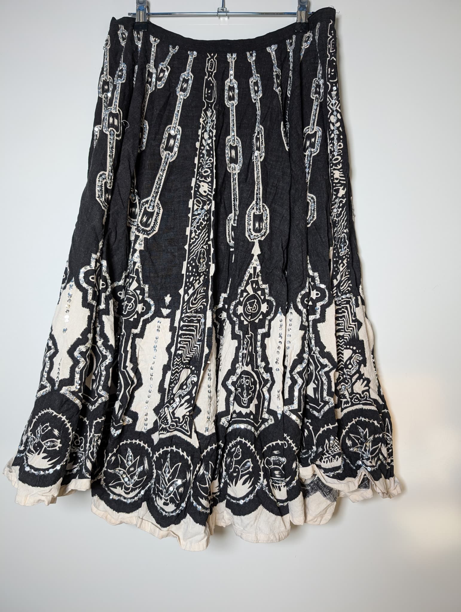 ANITSA Embroidered Sequin Maxi Skirt Black and White Size L — photo 4 of 7
