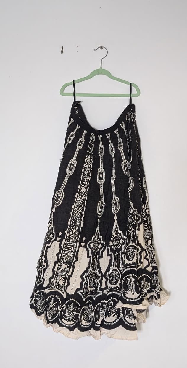 Anitsa Paris Vintage Tribal Print Maxi Skirt - Black & White Boho — photo 3 of 3