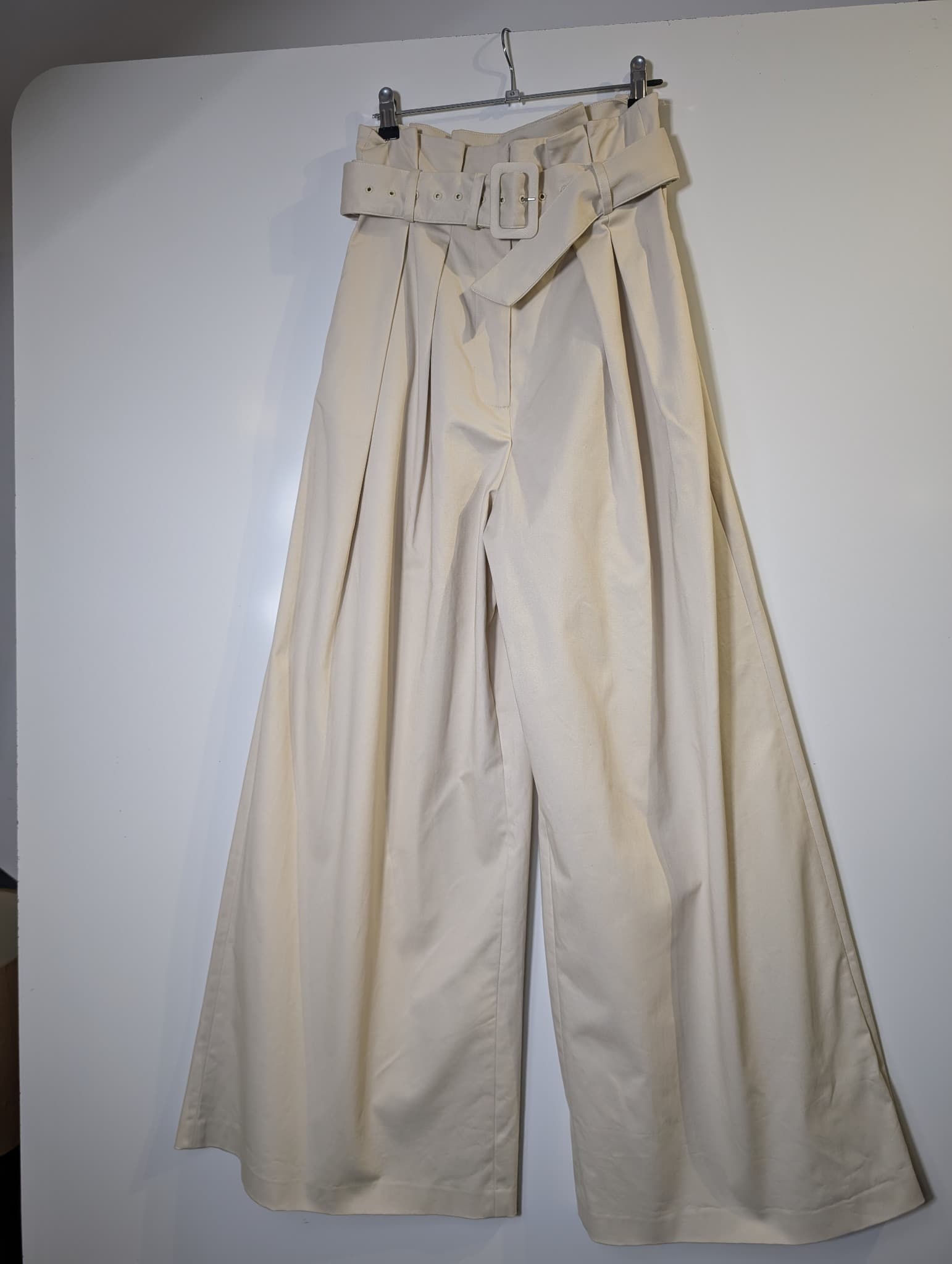 ANNA QUAN Emmett Wide-Leg Belted Trousers Beige AU 8 — photo 2 of 9