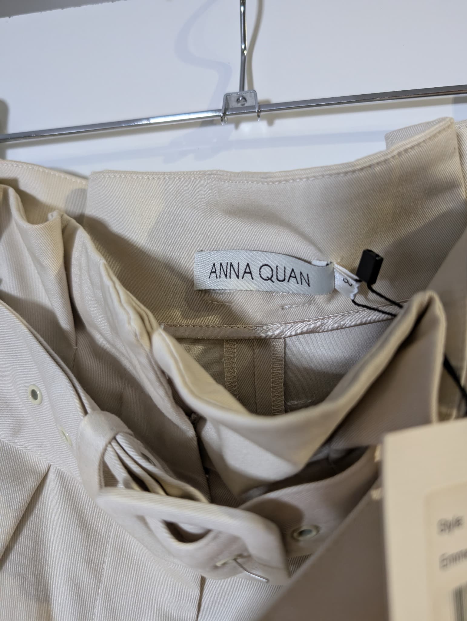 ANNA QUAN Emmett Wide-Leg Belted Trousers Beige AU 8 — photo 6 of 9