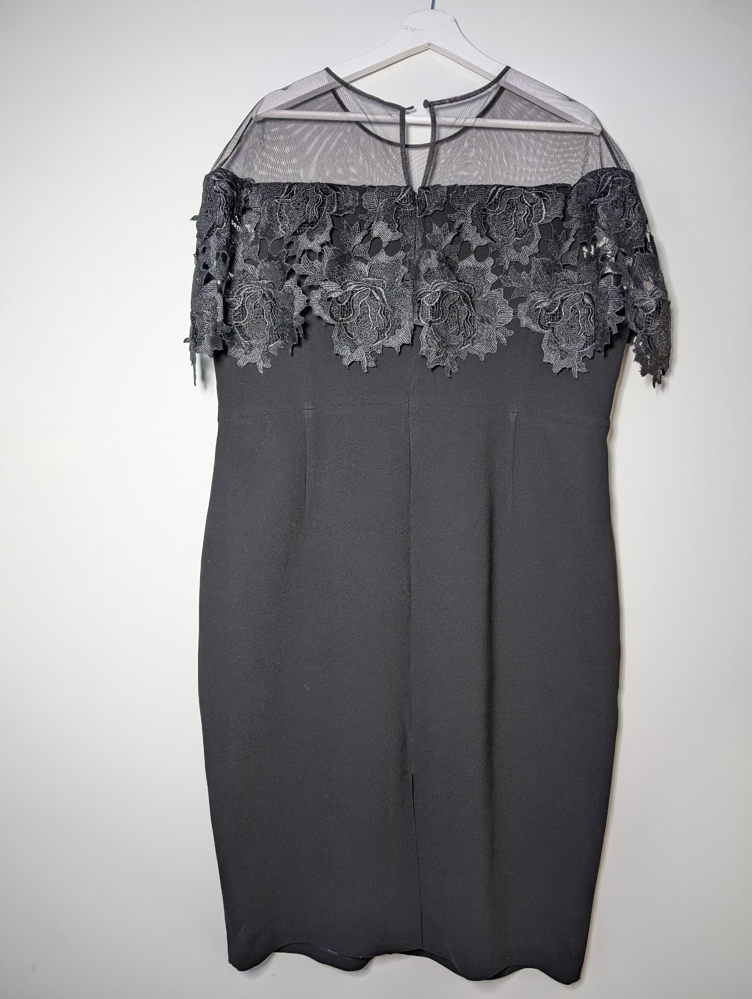 Anthea Crawford Black Lace Overlay Sheath Dress Size 18 — photo 5 of 8