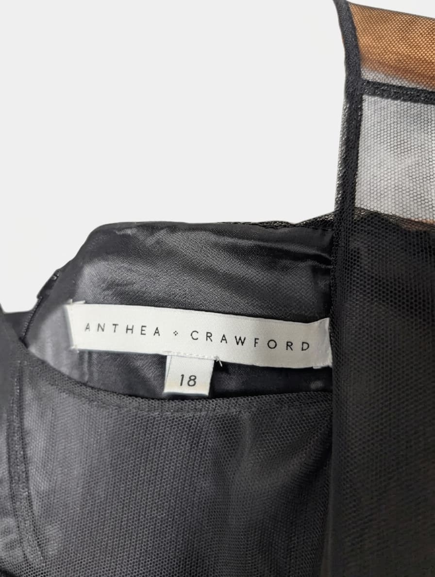 Anthea Crawford Black Mesh Evening Dress - Size 18 — photo 3 of 7