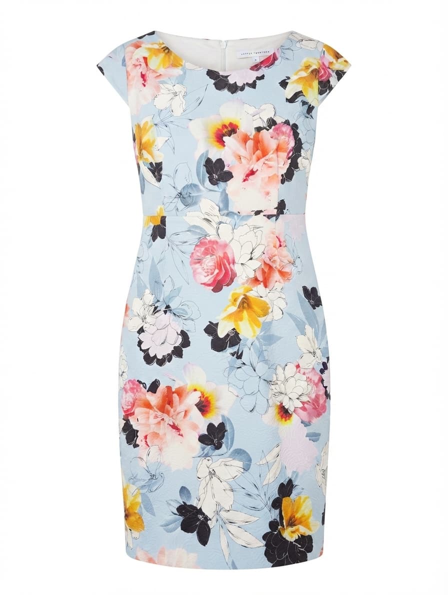 Anthea Crawford Floral Print Textured Sheath Dress Size 18 — photo 1 of 8