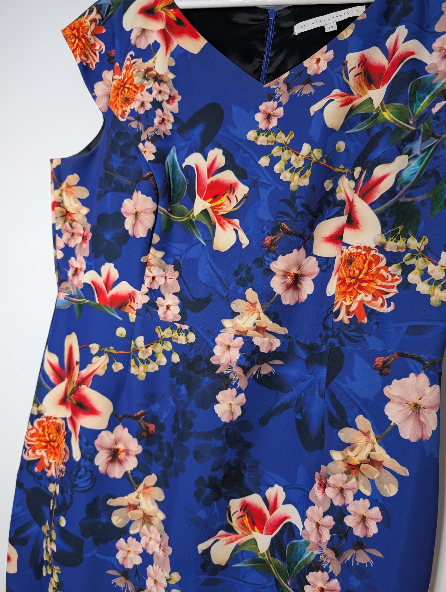 Anthea Crawford Floral Sheath Dress Blue Size 18 — photo 2 of 8