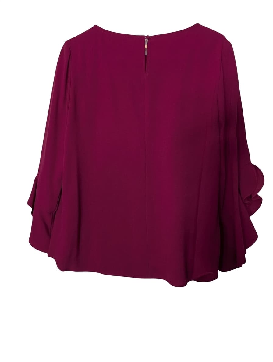 Anthea Crawford Magenta Ruffle Sleeve Blouse - Size 16 — photo 2 of 6