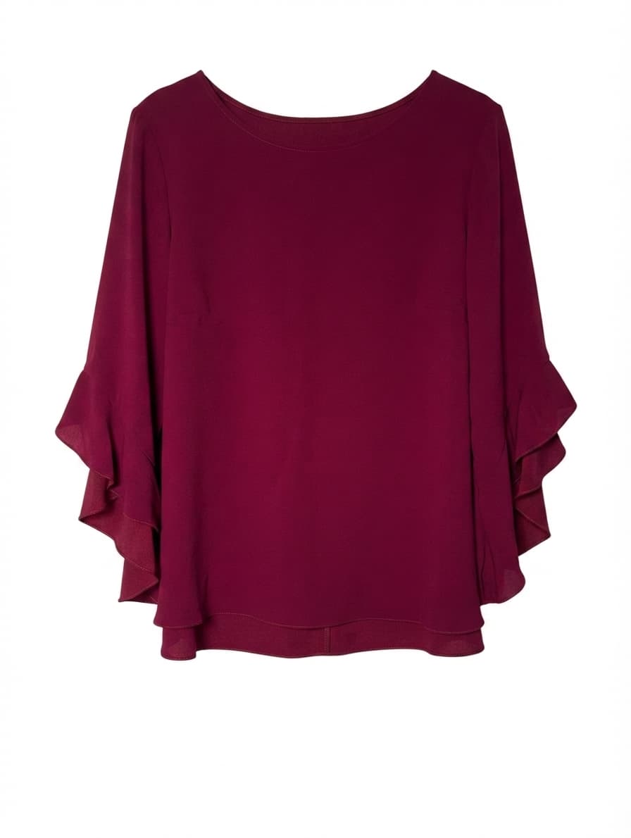 Anthea Crawford Ruffle Sleeve Blouse Burgundy Size 16 — photo 1 of 12