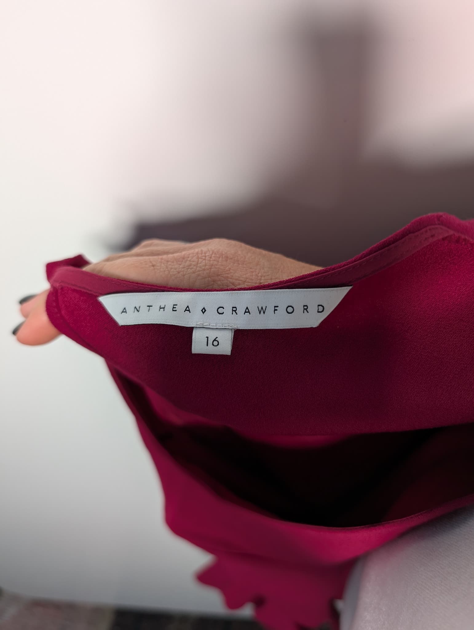 Anthea Crawford Ruffle Sleeve Blouse Burgundy Size 16 — photo 5 of 12