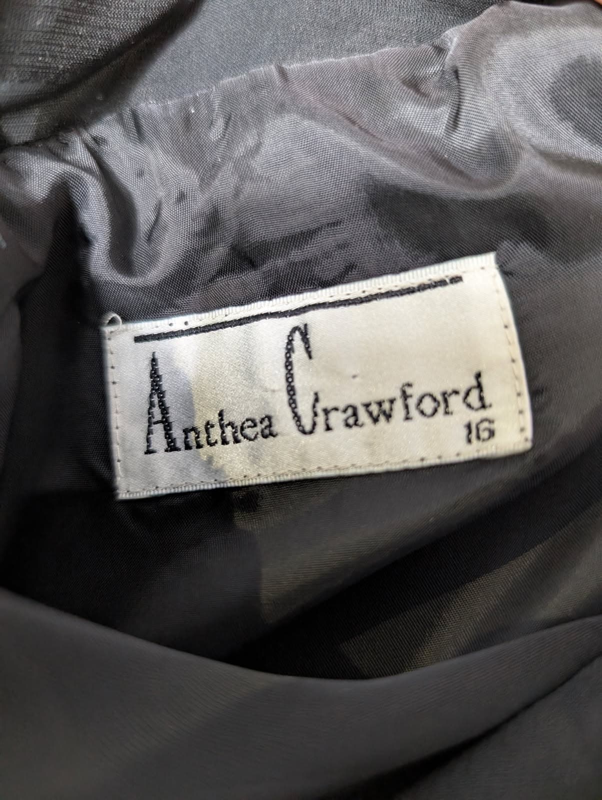 Anthea Crawford Sheath Dress - Black Velvet Leaf Overlay Size 16 — photo 7 of 7