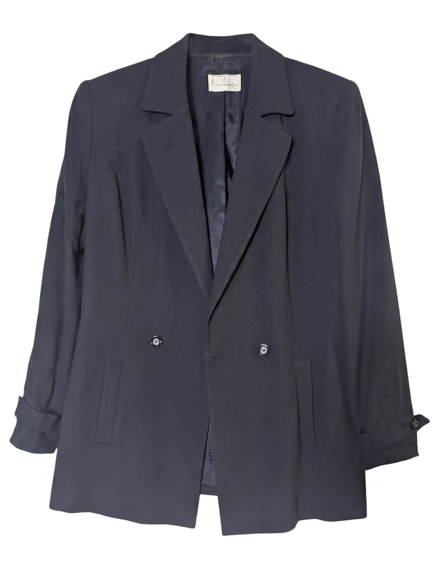 Anthea Crawford Women's Navy Double-Breasted Wool Blazer - Size 14 — photo 1 of 6