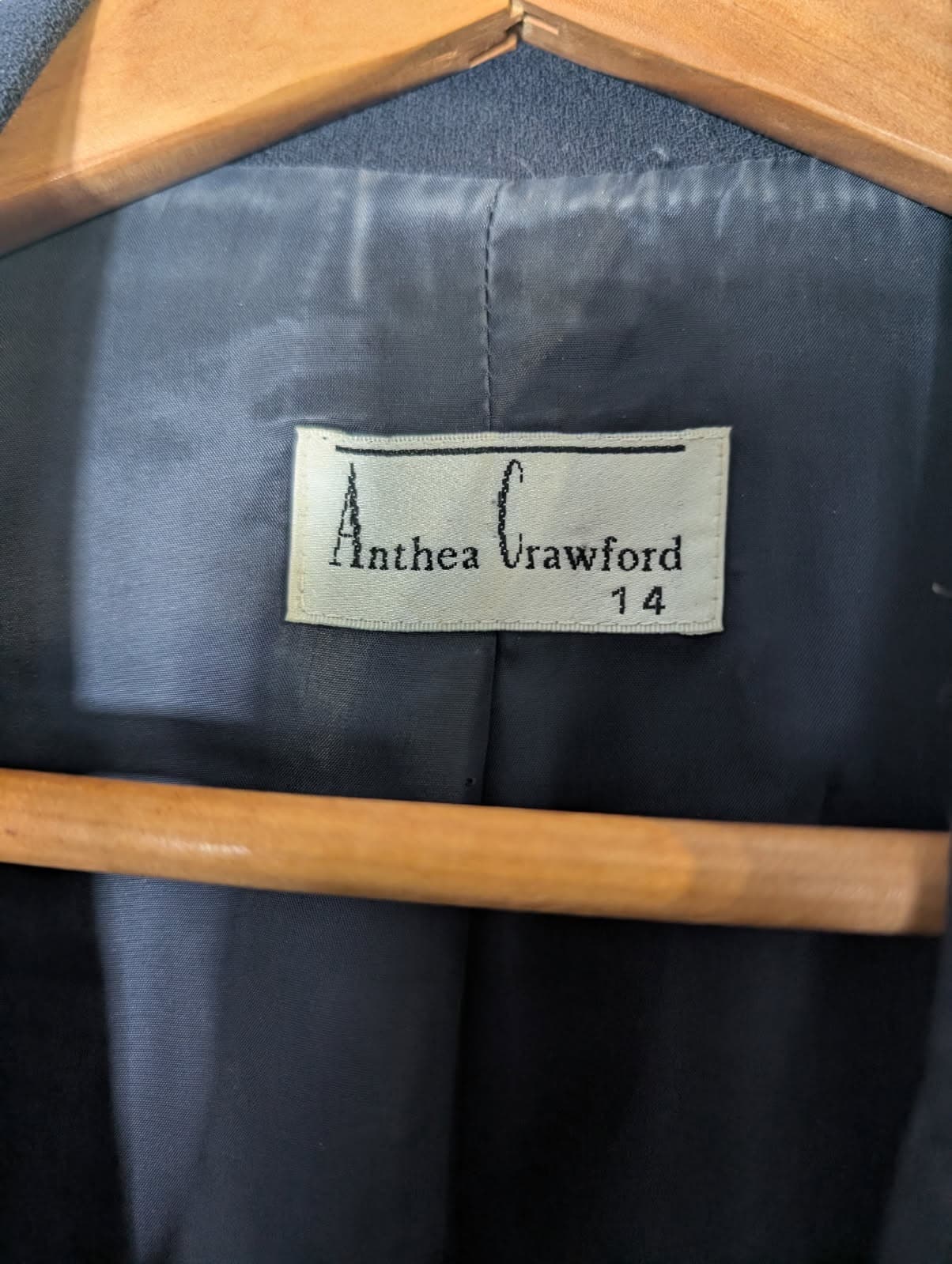 Anthea Crawford Women's Navy Double-Breasted Wool Blazer - Size 14 — photo 6 of 6