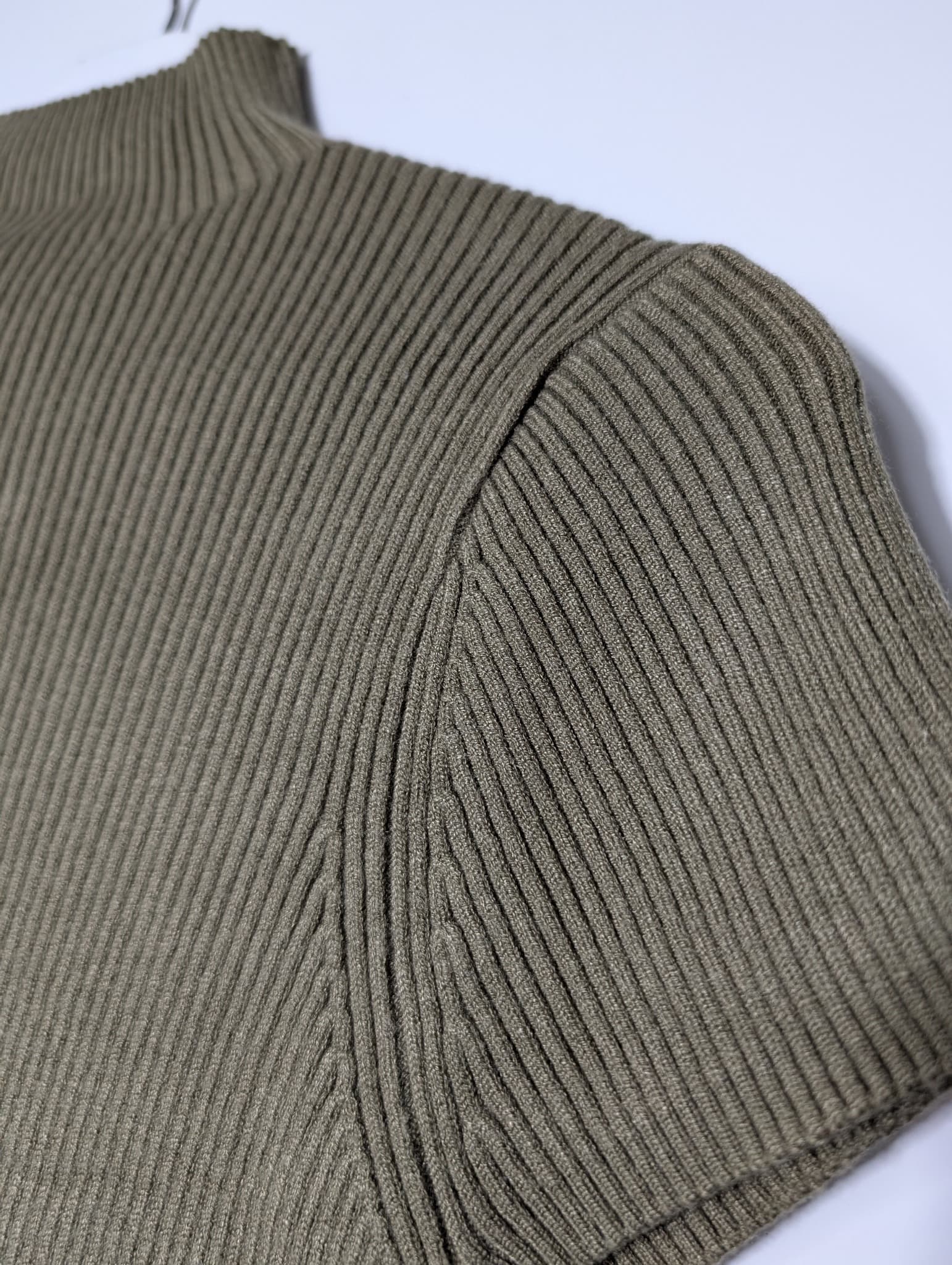 Anthropologie Ribbed Knit Mock Neck Combo Dress Olive and Mustard Women's Size L — photo 2 of 9