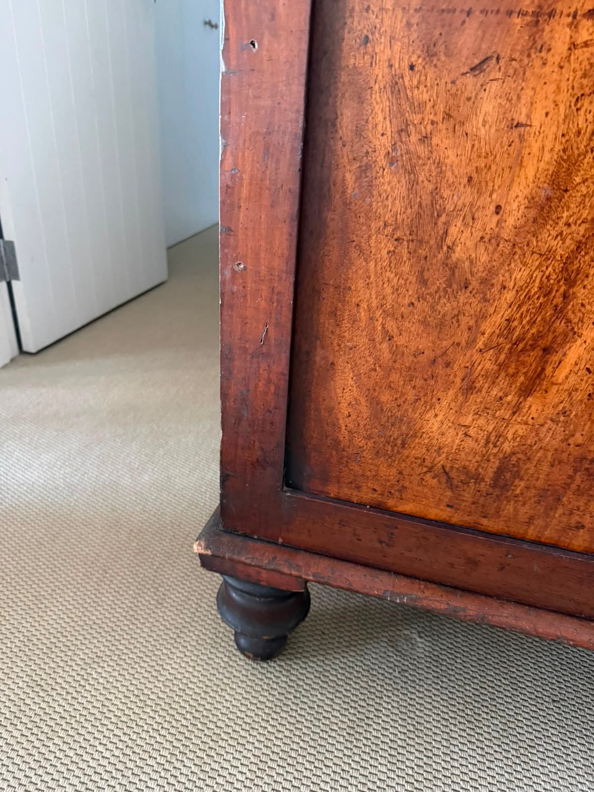 Antique Cedar Two-Door Sideboard Cabinet Arched Panel Colonial Timber — photo 7 of 9