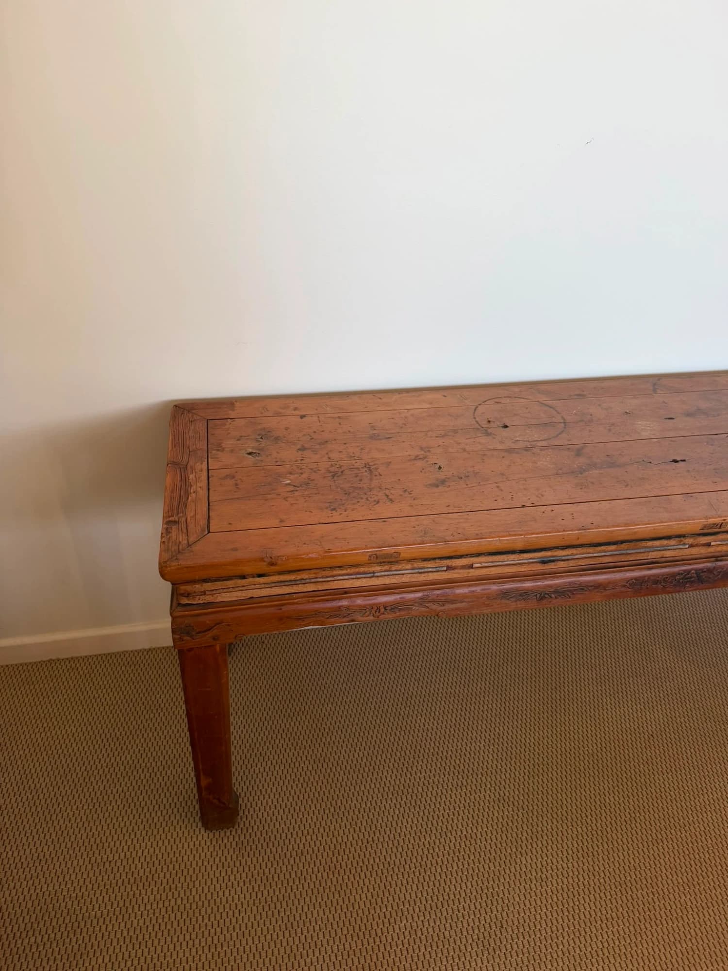 Antique Chinese Elm Wood Altar Table - Rustic Console Bench — photo 3 of 5