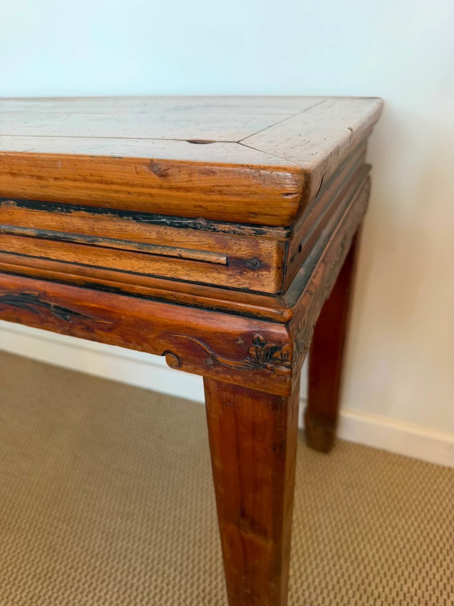 Antique Chinese Elm Wood Altar Table - Rustic Console Bench — photo 5 of 5