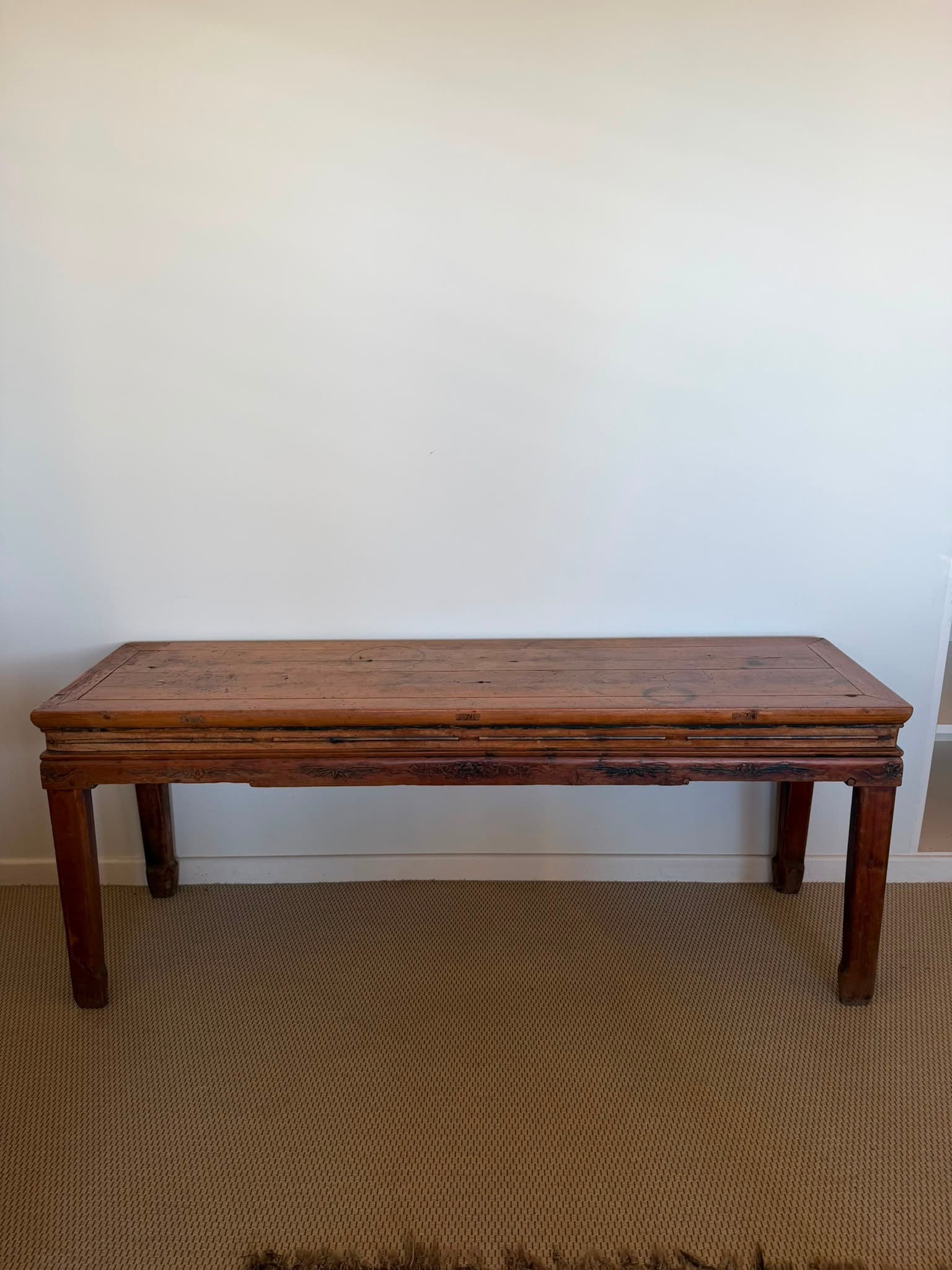 Antique Chinese Elm Wood Altar Table Rustic Console Bench Hall Table — photo 3 of 9