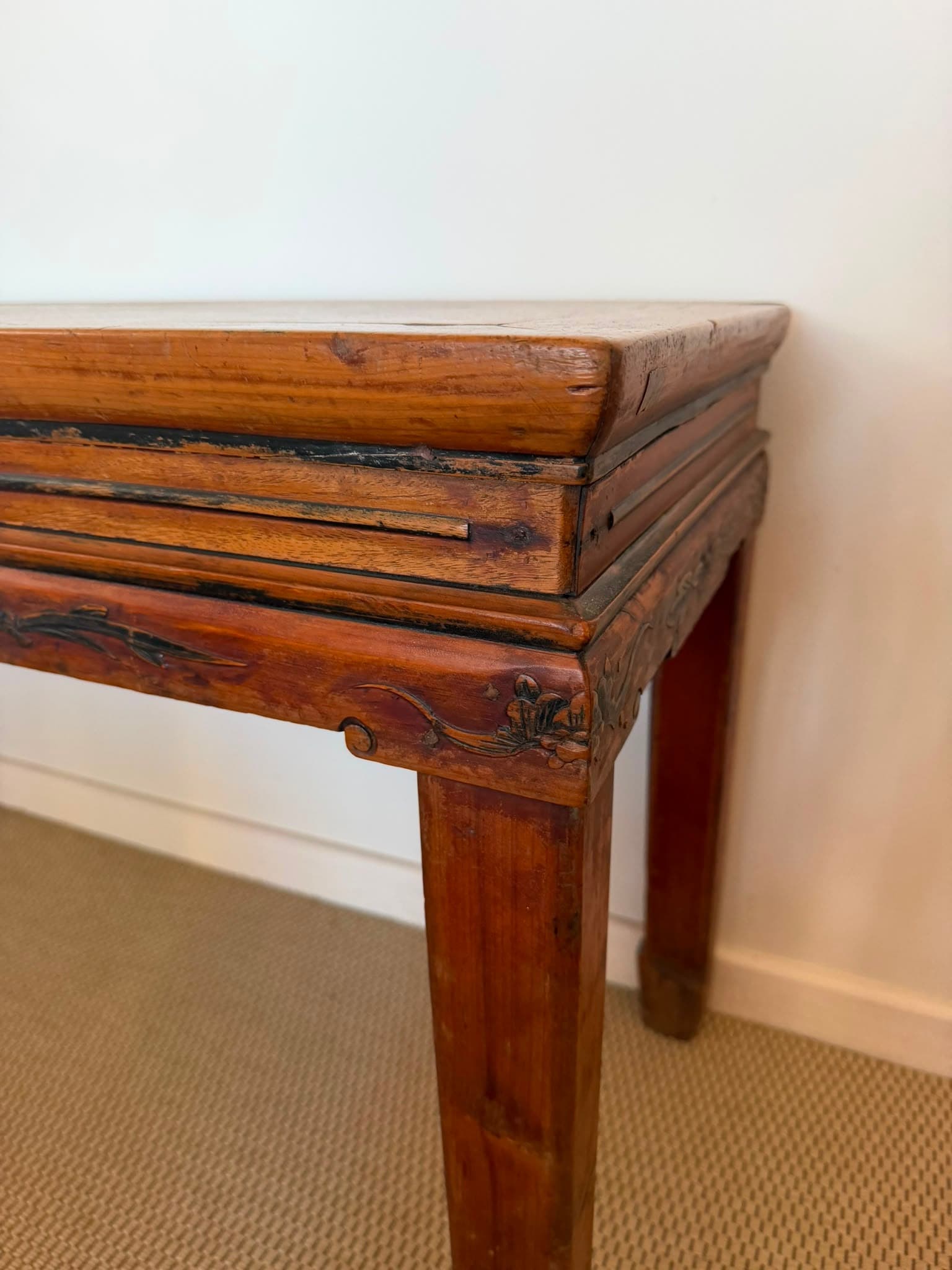 Antique Chinese Elm Wood Altar Table Rustic Console Bench Hall Table — photo 4 of 9