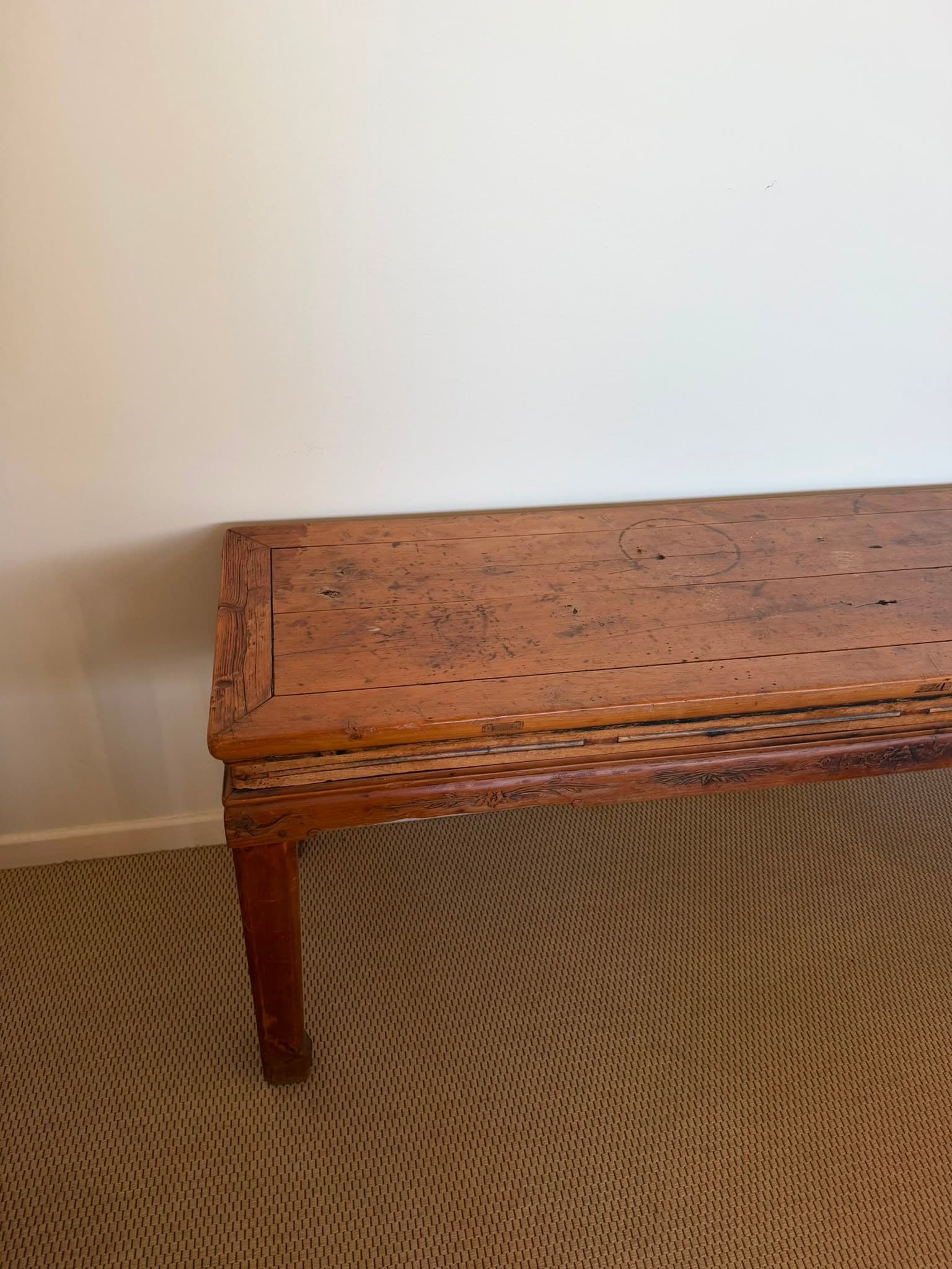 Antique Chinese Elm Wood Altar Table Rustic Console Bench Hall Table — photo 7 of 9