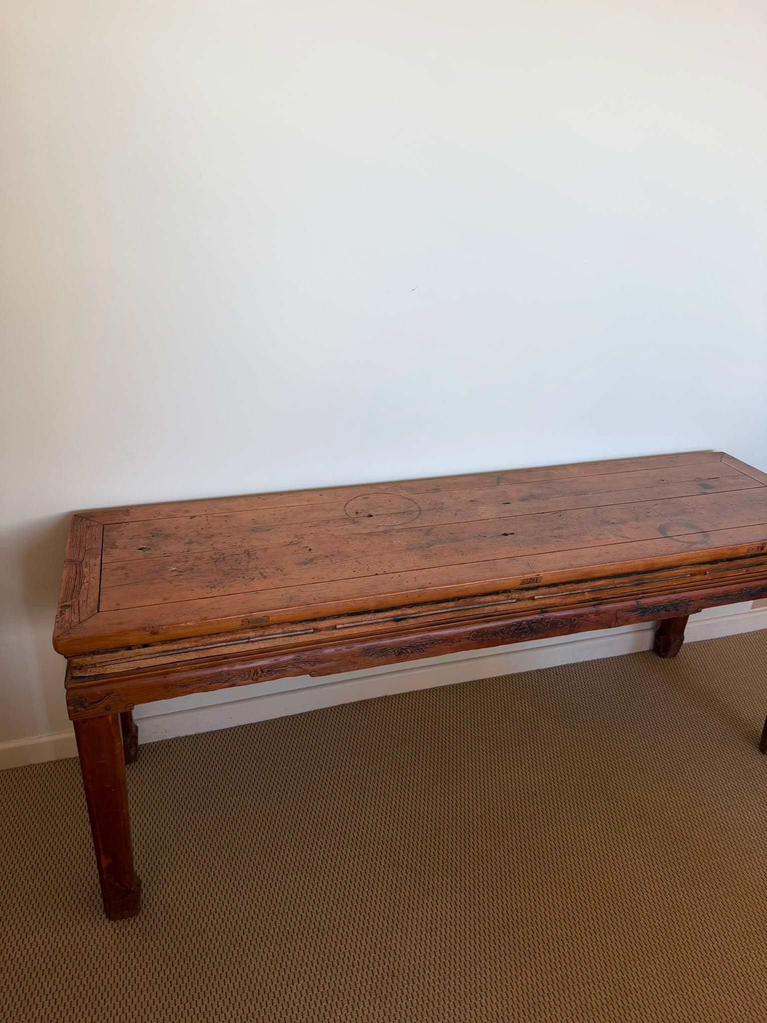 Antique Chinese Elm Wood Altar Table Rustic Console Bench Hall Table — photo 8 of 9