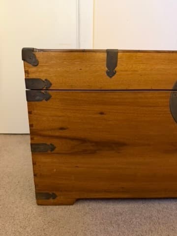 Antique Chinese Elm Wood Blanket Chest with Brass Hardware — photo 3 of 6
