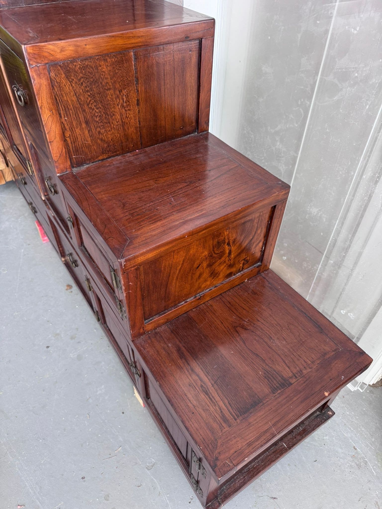 Antique Chinese Tansu Step Chest Cabinet Solid Rosewood Brown — photo 2 of 6