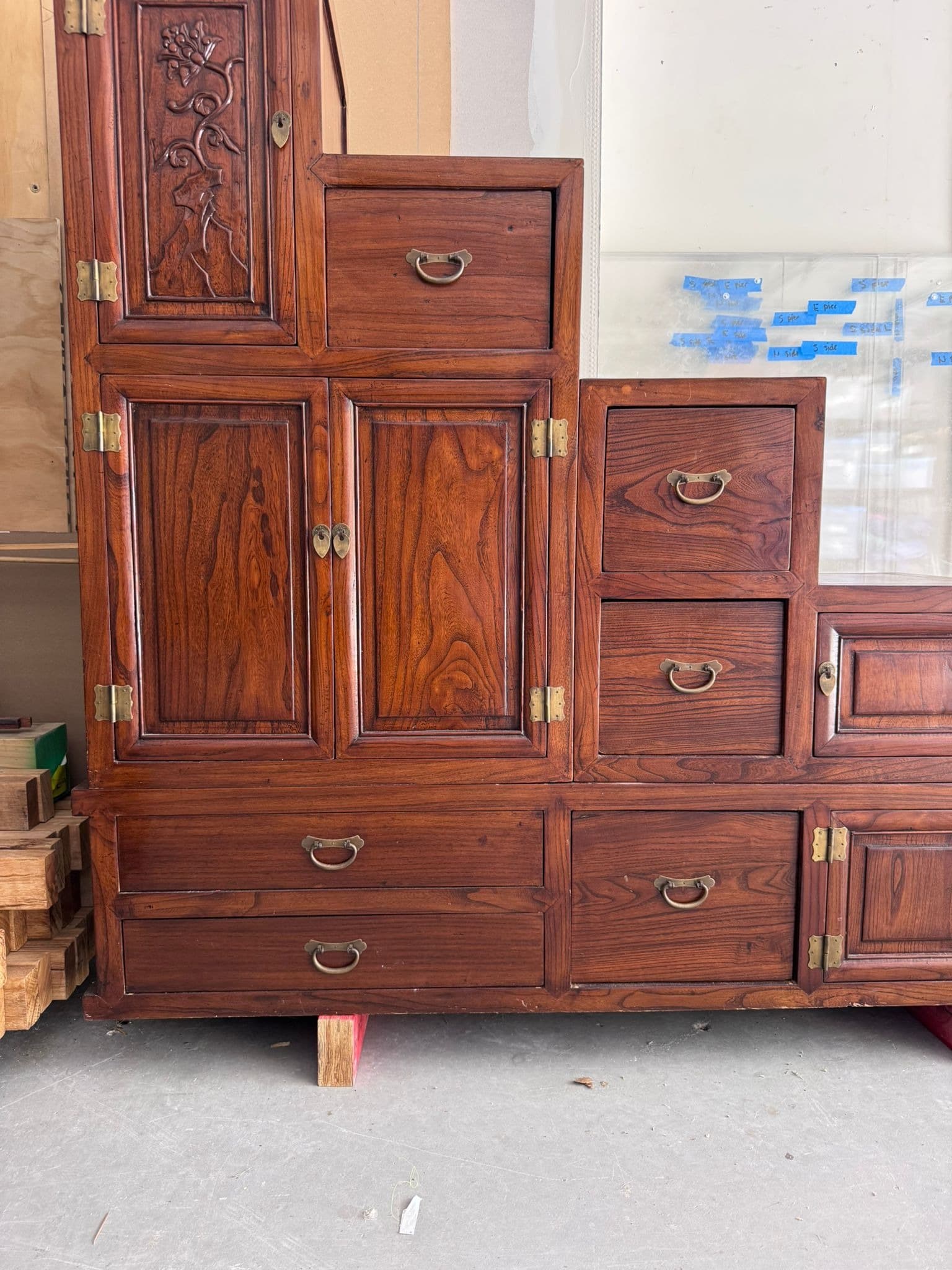 Antique Chinese Tansu Step Chest Cabinet Solid Rosewood Brown — photo 3 of 6