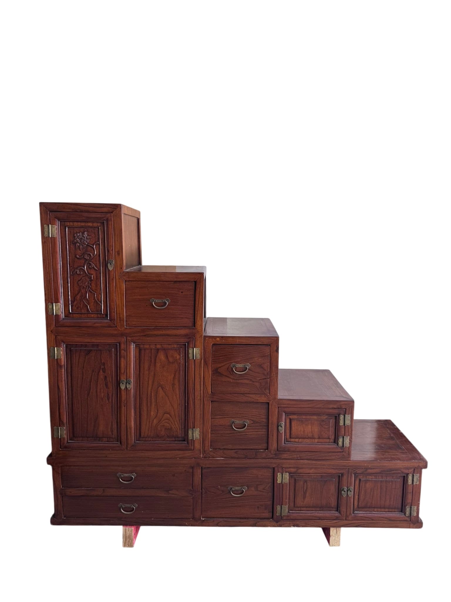 Antique Chinese Tansu Step Chest Cabinet Solid Rosewood Brown — photo 1 of 6