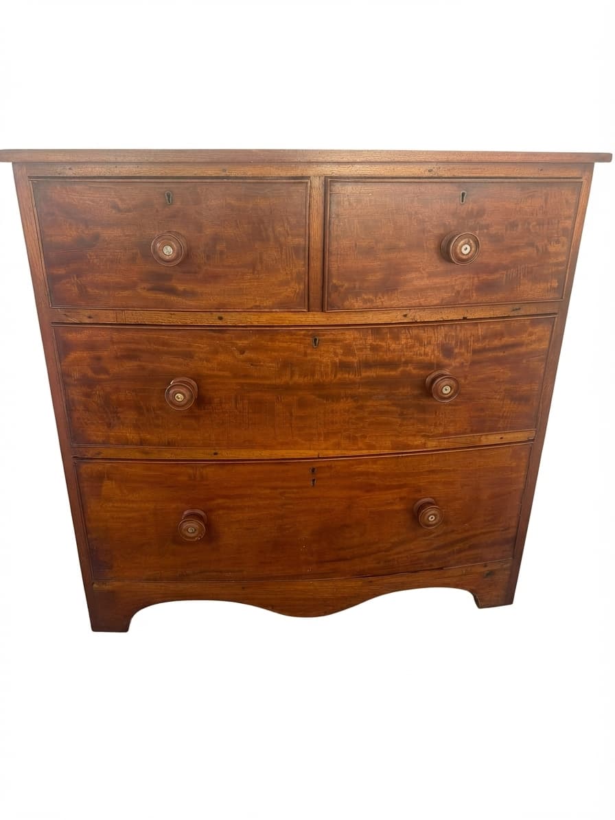 Antique Flame Mahogany Bow Front Chest of Drawers — photo 1 of 7