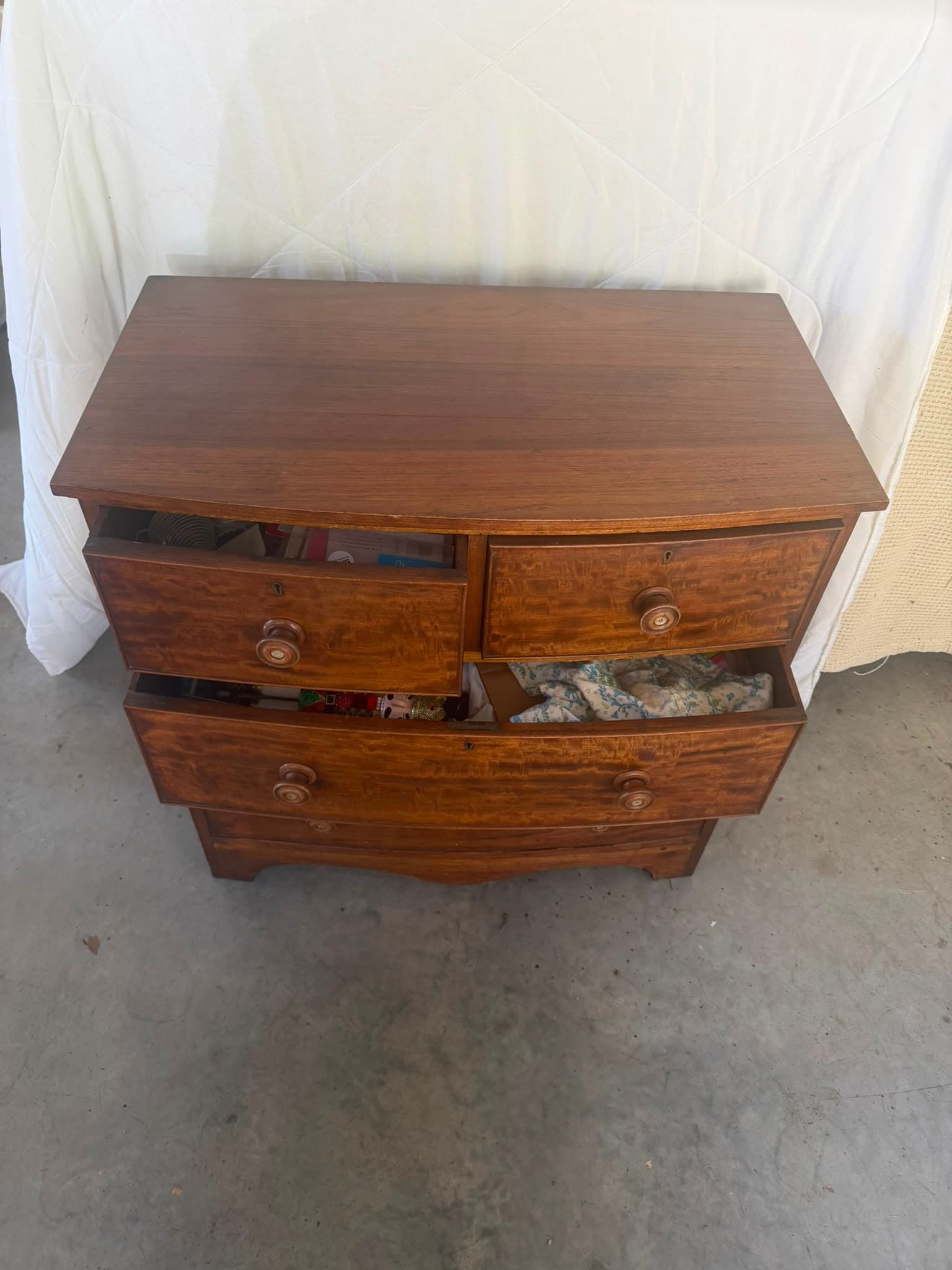 Antique Flame Mahogany Bow Front Chest of Drawers — photo 6 of 7