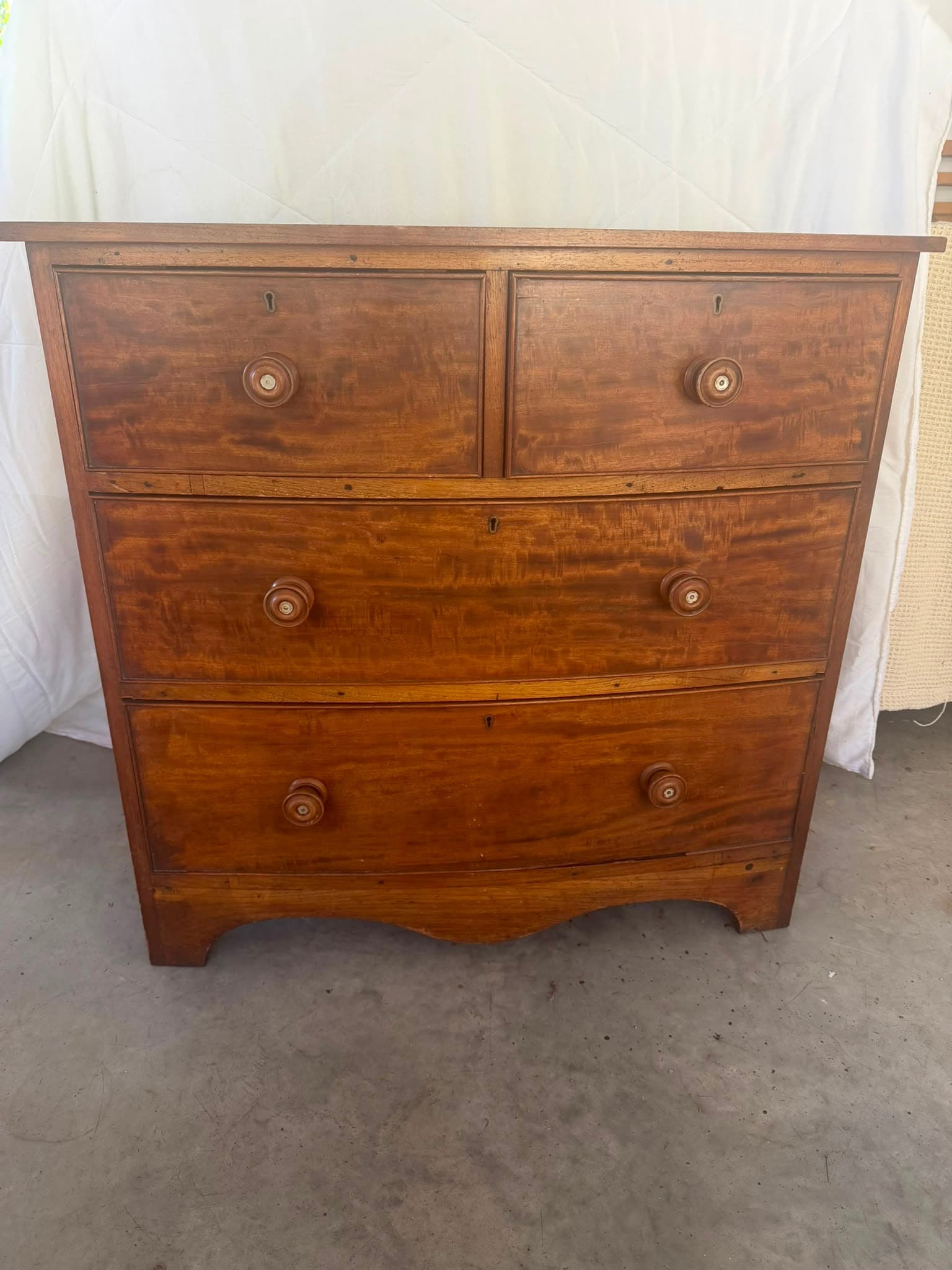 Antique Flame Mahogany Bow Front Chest of Drawers — photo 7 of 7